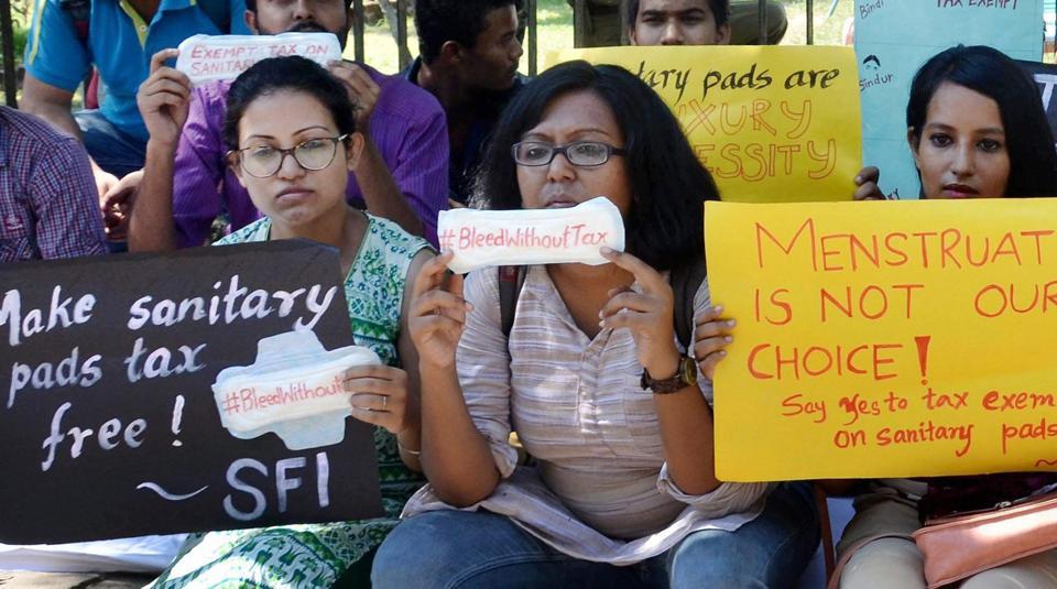 Protest Against GST on Sanitary Napkins