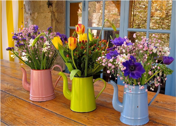 Watering Cans as Flower Pots