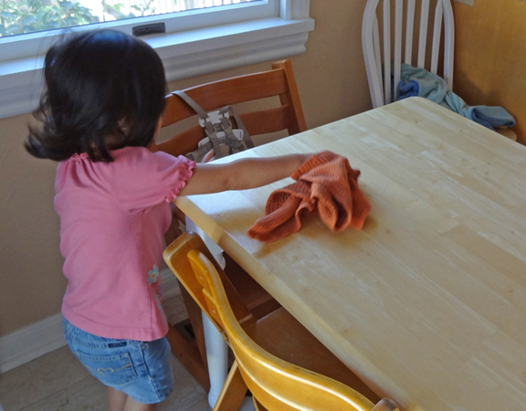 Cleaning the table fun