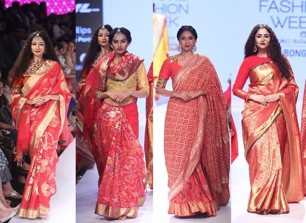 A variety of fabrics and designs are incorporated to create the perfect saree