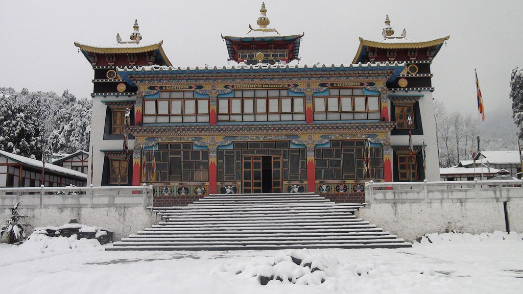 Snow clad Tawang Monastery
