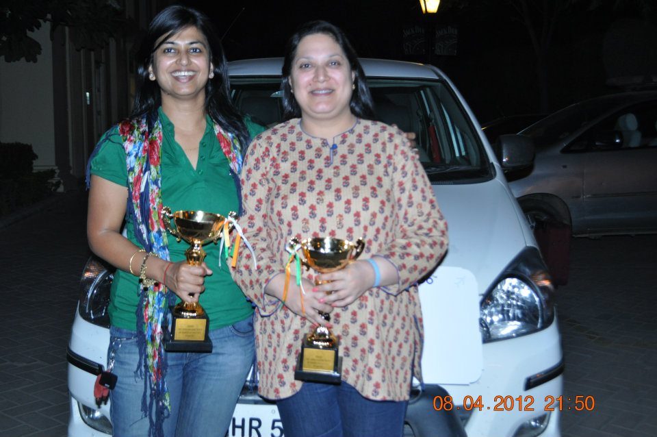Dr. Panda with her Car-rally trophy