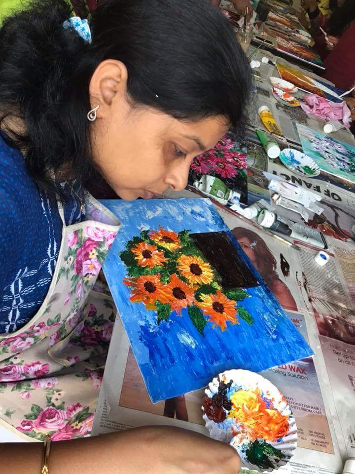 Shipra immersed in her work