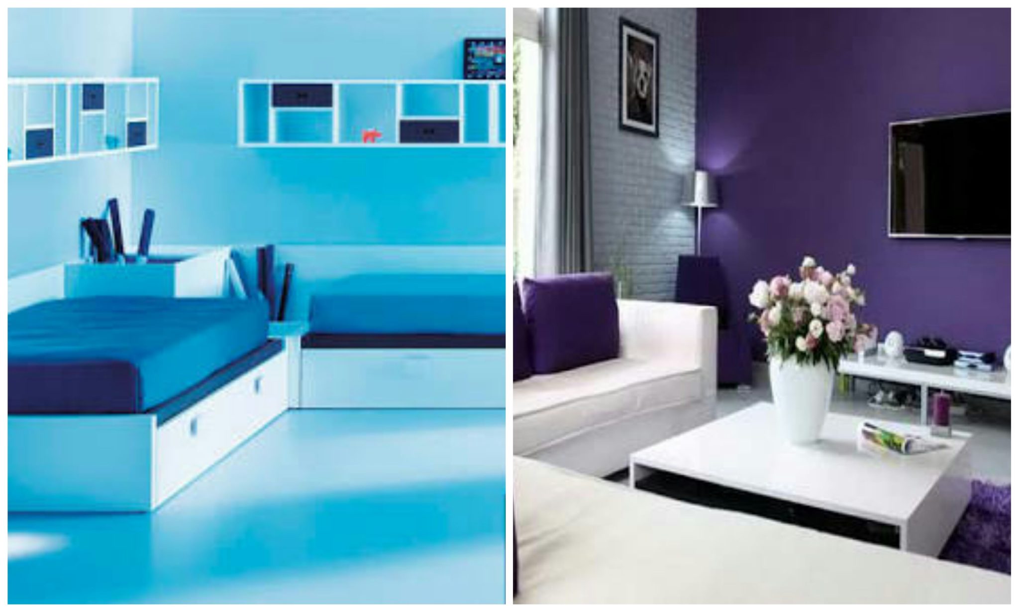 Single coloured boring room vs. Two-coloured bright room