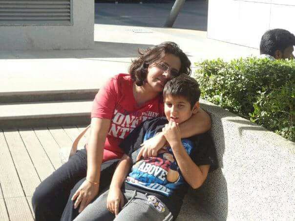 Vandana with her son